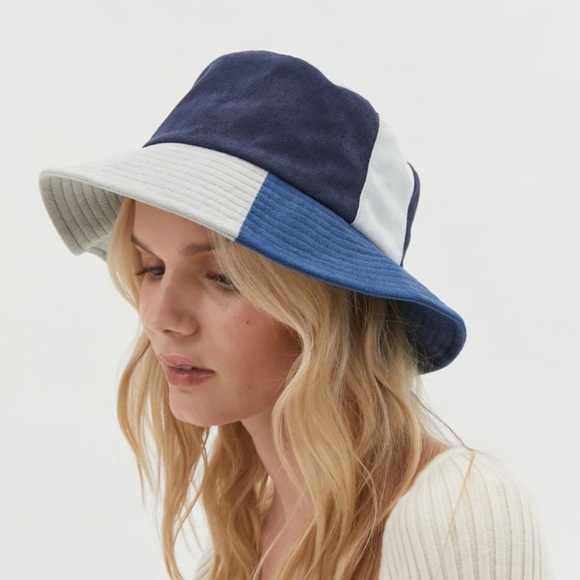 Urban Outfitters Arlo patchwork bucket hat.